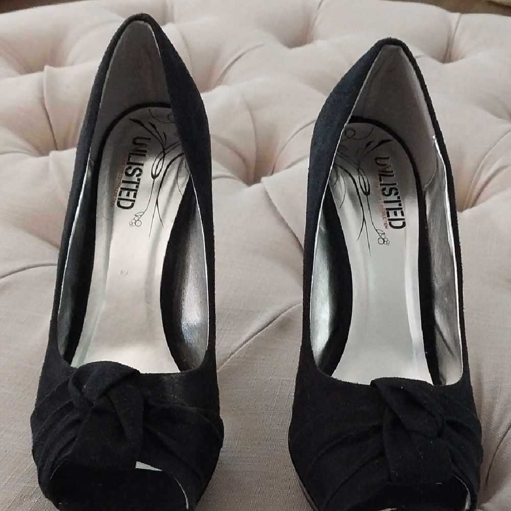 Unlisted Black Suede Heels with Bow